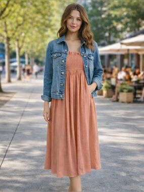 NWT Anthropologie Tube Top Dress in Soft Orange Tangerine! Small! NEW!